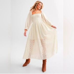 Free People Cream Long Sleeve Dress
